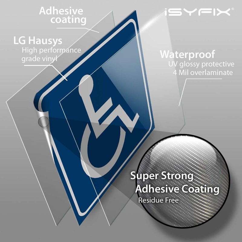 iSYFIX ملصقات علامات الإعاقة iSYFIX - عبوة 4، 6x6 بوصة - متوافقة مع ADA - علامة كرسي متحرك معاق، ملصق إعاقة، فينيل ذاتي اللصق ممتاز، مغلفة، داخلية وخارجية - Image 2